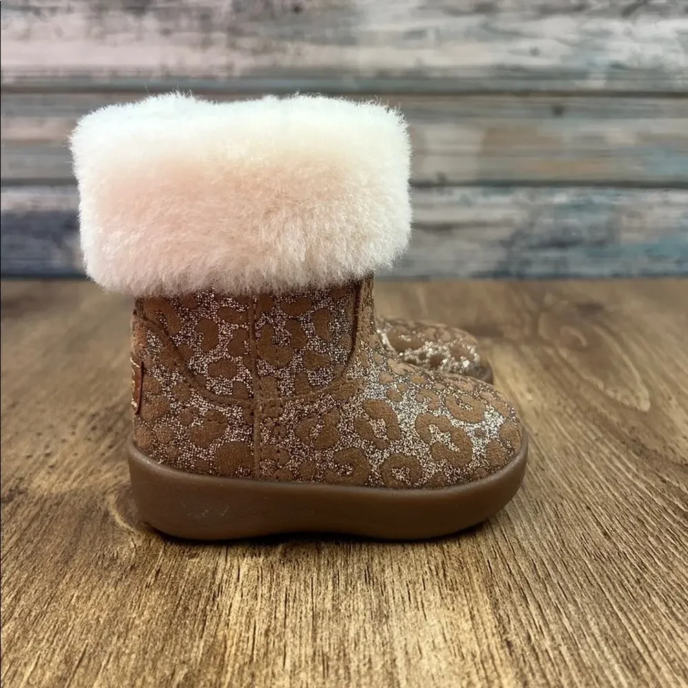 Ugg Baby Jorie II Glitter Leopard Booties Size 0/1